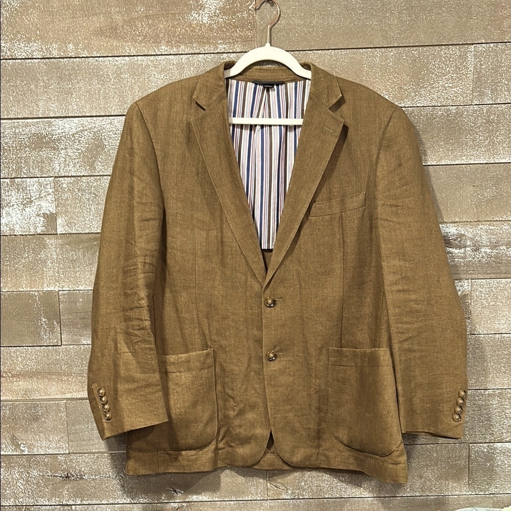 Haspel 100% Linen Sport Coat | Brown | Men’s 42 Short | Classic Summer Blazer - Picture 2 of 14